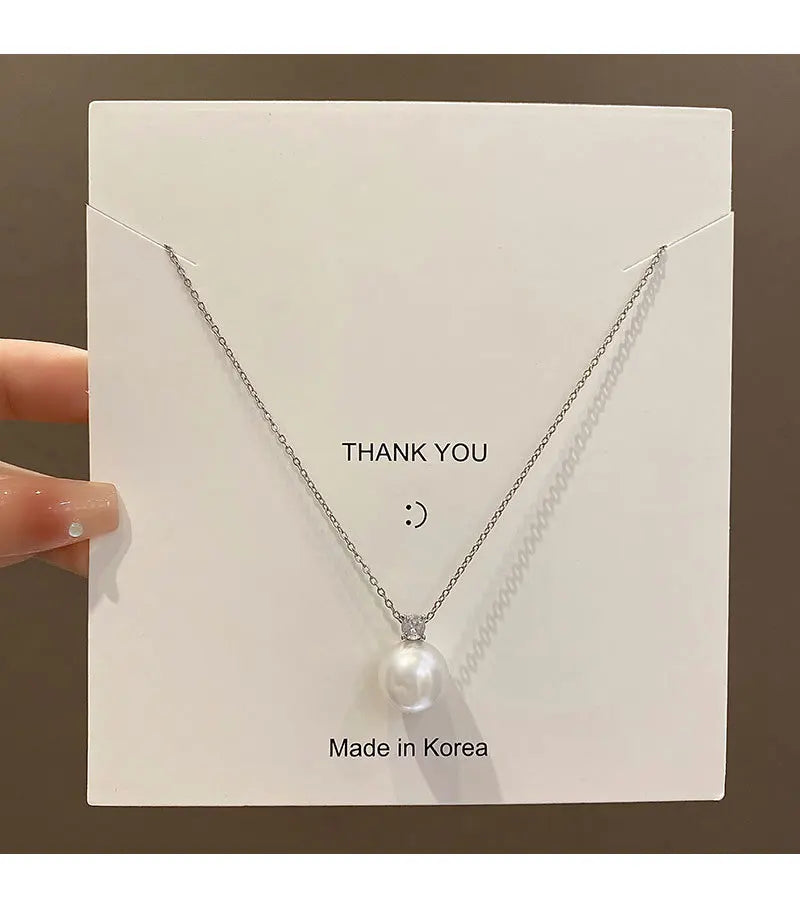 Women Pearl Pendant Necklace Minimalist Niche High-end Clavicle Chain Luxury Fashion Jewelry Accessories