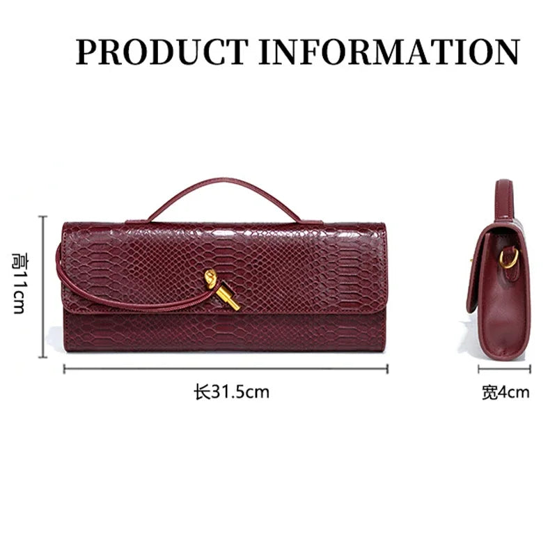 Luxury Design Top-Handle Bag for Women Evening Handbag Long Purse PU Snakeskin Pattern Crossbody Shoulder Bags Fashion Outfits