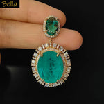 Big Round Drop Earrings Women Luxury Jewelry Shiny Zircon Wedding Bride Dinner Party Green Orange White Dangle Earrings
