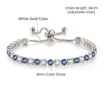 Tennis Bracelets For Women Simple Blue Round 3*3mm Zircon Rose Gold Color Female Bracelet Jewerlly Fashion Korean Gifts H055