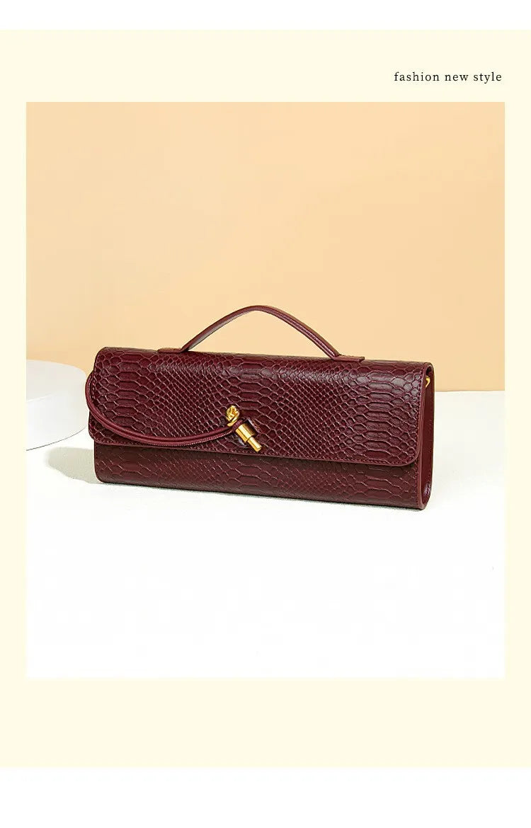 Luxury Design Top-Handle Bag for Women Evening Handbag Long Purse PU Snakeskin Pattern Crossbody Shoulder Bags Fashion Outfits