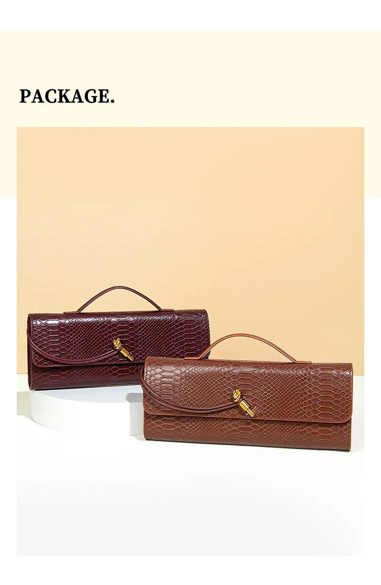 Luxury Design Top-Handle Bag for Women Evening Handbag Long Purse PU Snakeskin Pattern Crossbody Shoulder Bags Fashion Outfits