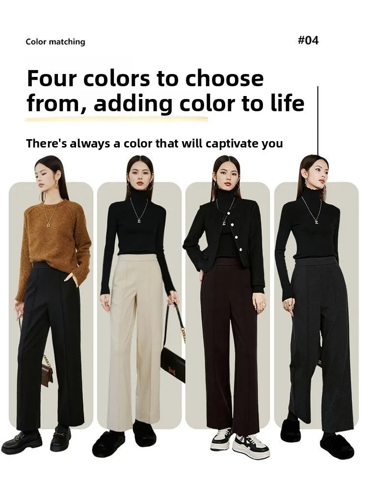 Luxe High-Waist Wool Blend Wide-Leg Trousers