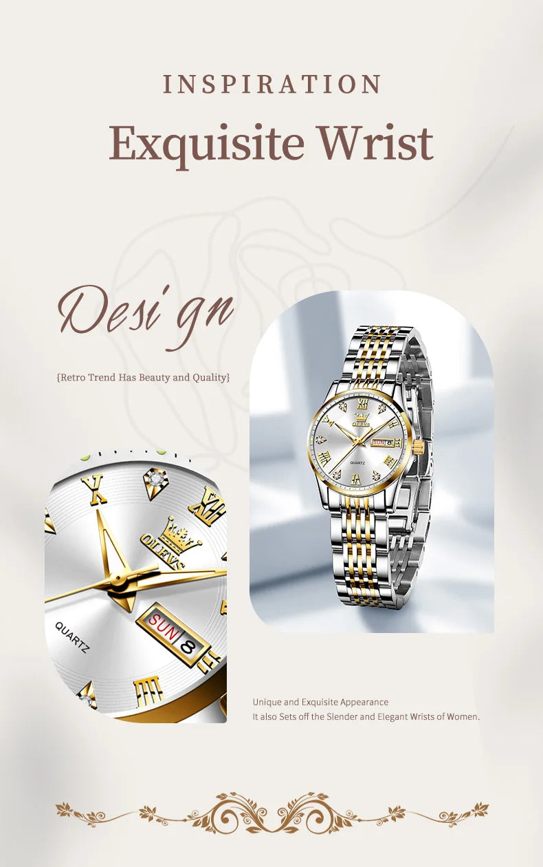 OLEVS Luxury Brand Watch for Women Fashion Quartz Women's Watches Waterproof Stainless Steel Elegant Ladies Wristwatch Original