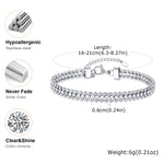 Tennis Bracelet for Women, Cubic Zirconia Chain Bracelet Adjustable,Stainless Steel Wave Bead Chain Three-layer Bracelet Jewelry