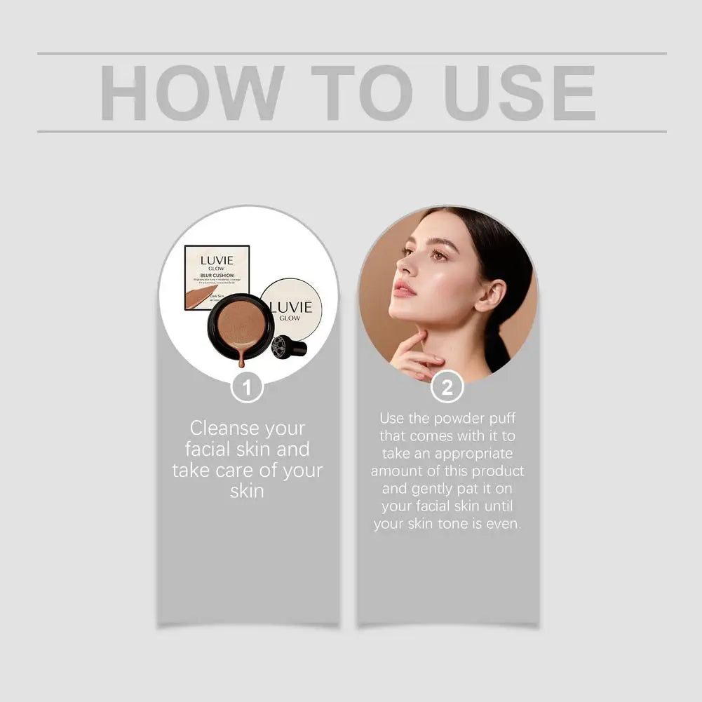 LUVIE GLOW Mushroom Head Air Cushion BB Cream Foundation Cream Face Concealer Moisturizing Waterproof Magic Foundation Makeup