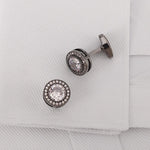 French Cufflinks for Men Light Luxury Women English Rhinestone Shirts Sleeve Studs High-end Business Banquet Suits Cuff Buttons