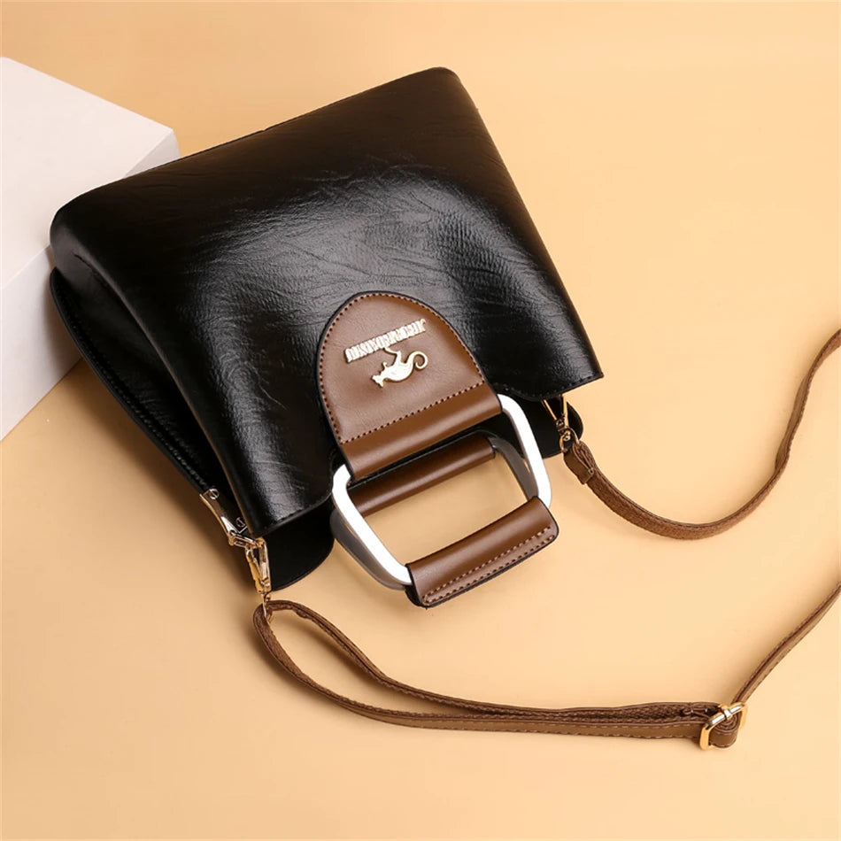 Vintage Luxe Leather Tote | Elegant Women's Shoulder & Crossbody Handbag