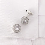 French Cufflinks for Men Light Luxury Women English Rhinestone Shirts Sleeve Studs High-end Business Banquet Suits Cuff Buttons