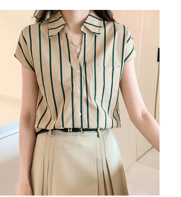 Fashion striped women blouses New Spring Summer ladies shirts sleeveless bottoming shirts Tops blusa mujer