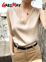 Women's Black Blouses Summer Elegant Tunic Vintage Office Satin Silk Blouse Basic Chiffon Tops Shirt 2025 For Women