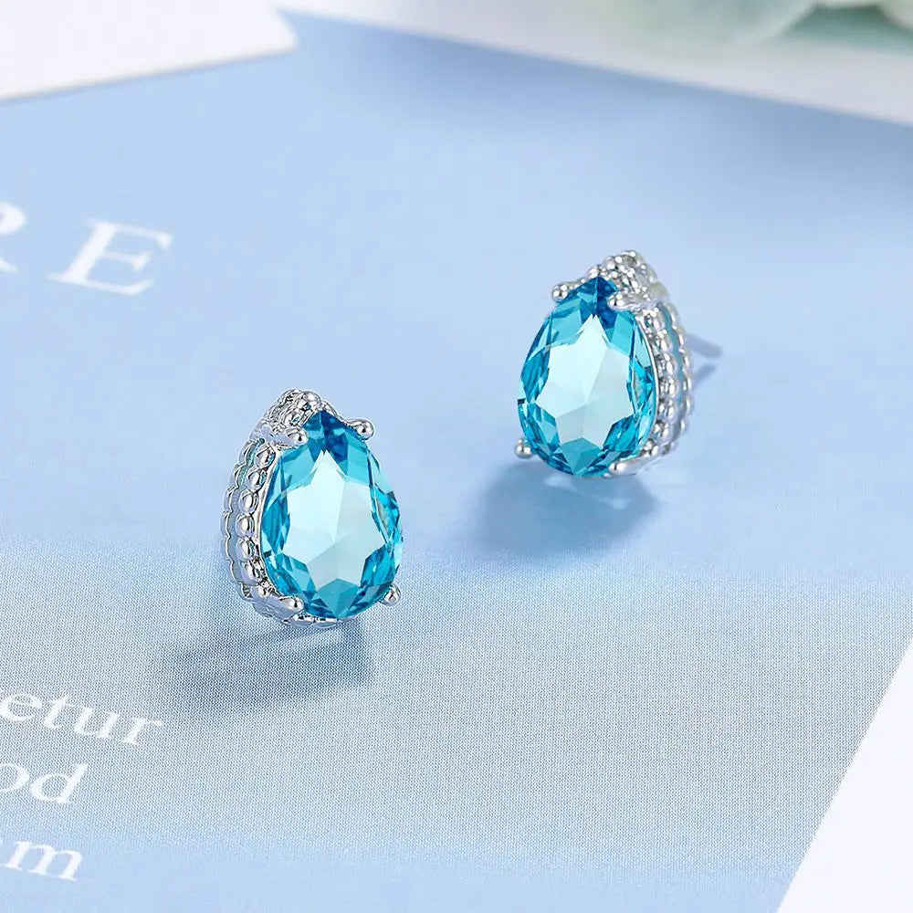 Drop Earrings Women Engagement Party Exquisite Ear Accessories Fashion Jewelry Temperament Sweet Pink Pear Cubic Zirconia