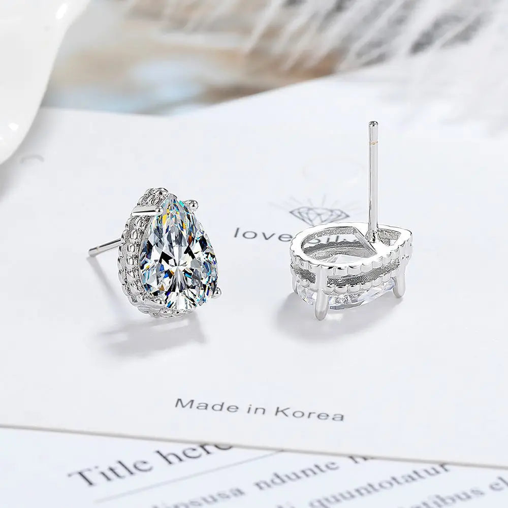 Drop Earrings Women Engagement Party Exquisite Ear Accessories Fashion Jewelry Temperament Sweet Pink Pear Cubic Zirconia