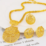 Nigerian Jewelery Set Wedding Jewelry Set For Women Dubai Gold Color Warped Geometry Necklace Earrings Bridal Wedding Party Gift