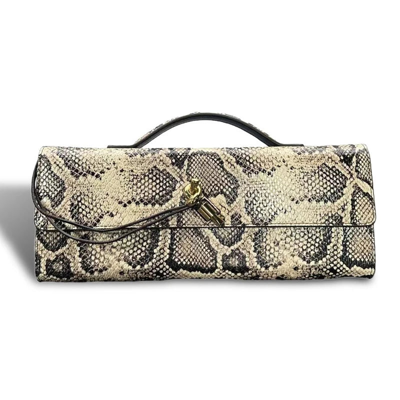 Luxury Design Top-Handle Bag for Women Evening Handbag Long Purse PU Snakeskin Pattern Crossbody Shoulder Bags Fashion Outfits