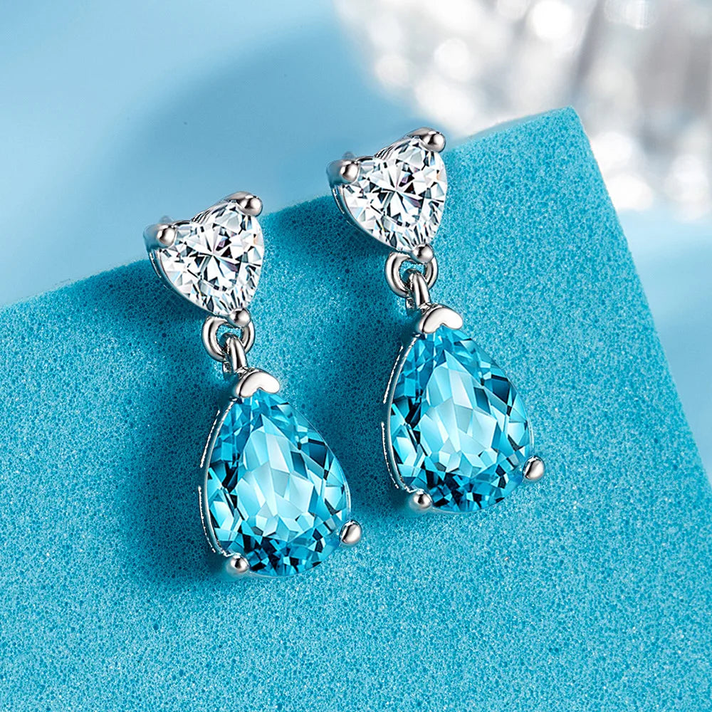 Drop Earrings Women Engagement Party Exquisite Ear Accessories Fashion Jewelry Temperament Sweet Pink Pear Cubic Zirconia
