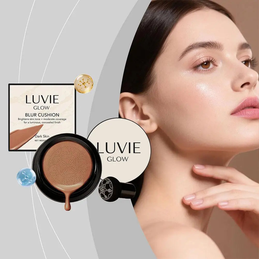 LUVIE GLOW Mushroom Head Air Cushion BB Cream Foundation Cream Face Concealer Moisturizing Waterproof Magic Foundation Makeup