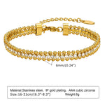 Tennis Bracelet for Women, Cubic Zirconia Chain Bracelet Adjustable,Stainless Steel Wave Bead Chain Three-layer Bracelet Jewelry