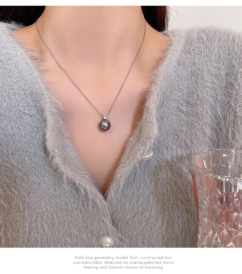 Women Pearl Pendant Necklace Minimalist Niche High-end Clavicle Chain Luxury Fashion Jewelry Accessories
