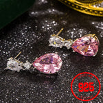 Drop Earrings Women Engagement Party Exquisite Ear Accessories Fashion Jewelry Temperament Sweet Pink Pear Cubic Zirconia