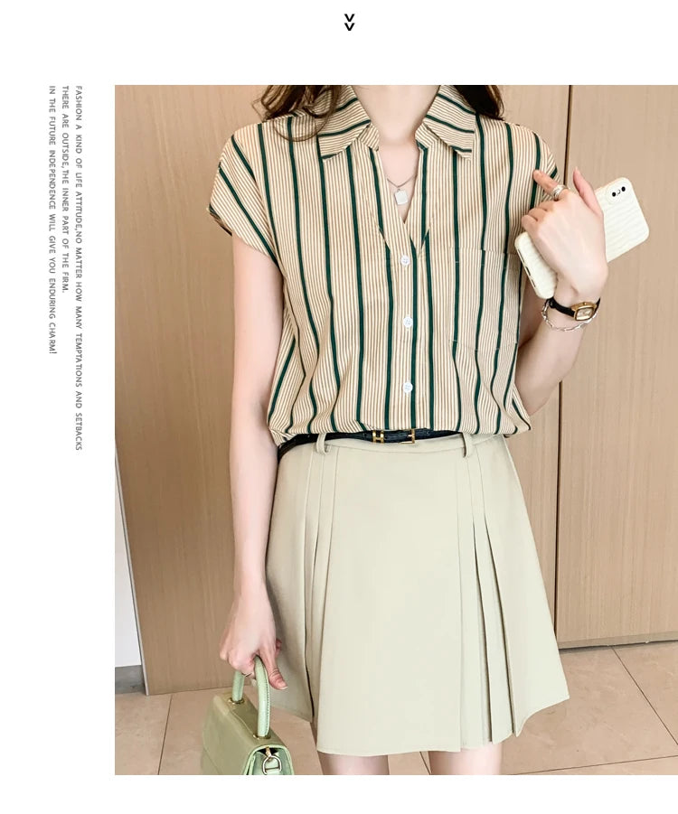 Fashion striped women blouses New Spring Summer ladies shirts sleeveless bottoming shirts Tops blusa mujer