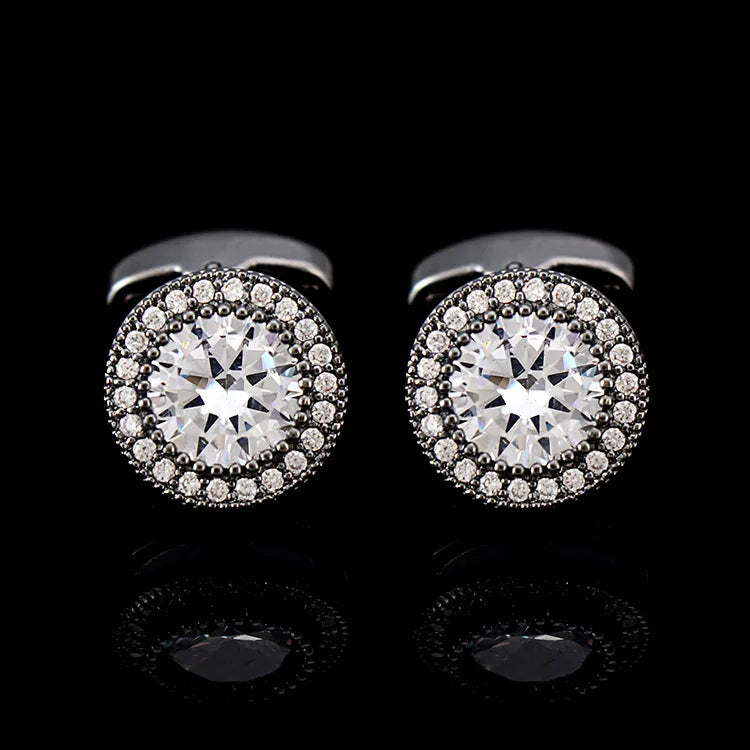 French Cufflinks for Men Light Luxury Women English Rhinestone Shirts Sleeve Studs High-end Business Banquet Suits Cuff Buttons