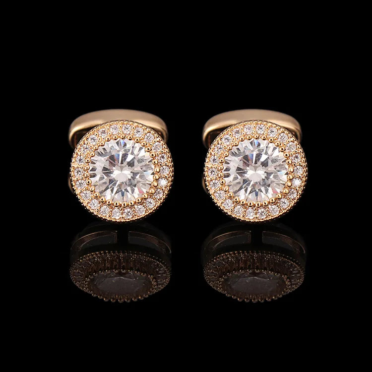 French Cufflinks for Men Light Luxury Women English Rhinestone Shirts Sleeve Studs High-end Business Banquet Suits Cuff Buttons