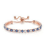 Tennis Bracelets For Women Simple Blue Round 3*3mm Zircon Rose Gold Color Female Bracelet Jewerlly Fashion Korean Gifts H055