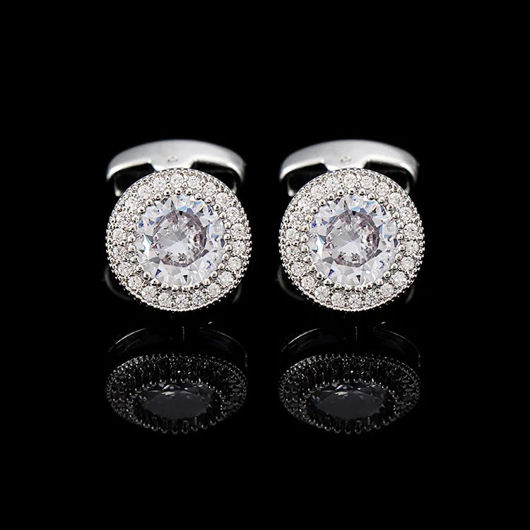 French Cufflinks for Men Light Luxury Women English Rhinestone Shirts Sleeve Studs High-end Business Banquet Suits Cuff Buttons