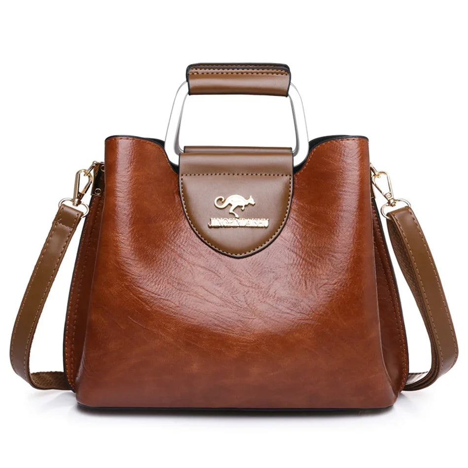Vintage Luxe Leather Tote | Elegant Women's Shoulder & Crossbody Handbag