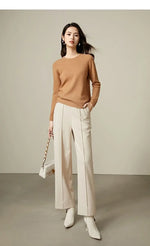 Luxe High-Waist Wool Blend Wide-Leg Trousers