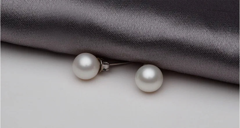 925 Sterling Silver 6-12MM Pearl Ear Studs Earrings For Women Wedding Engagement Party Fashion Charm Jewelry
