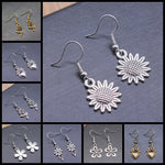 Women Drop Earrings Fashion Handmade Simple Design Cute Small Sunflower Flower Rose Chrysanthemum Daisy Pendant Earrings