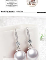 Elegant 925 Sterling Silver Luxury Pearl Earrings for Women, Wedding Party Jewelry Accessories
