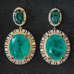 Big Round Drop Earrings Women Luxury Jewelry Shiny Zircon Wedding Bride Dinner Party Green Orange White Dangle Earrings