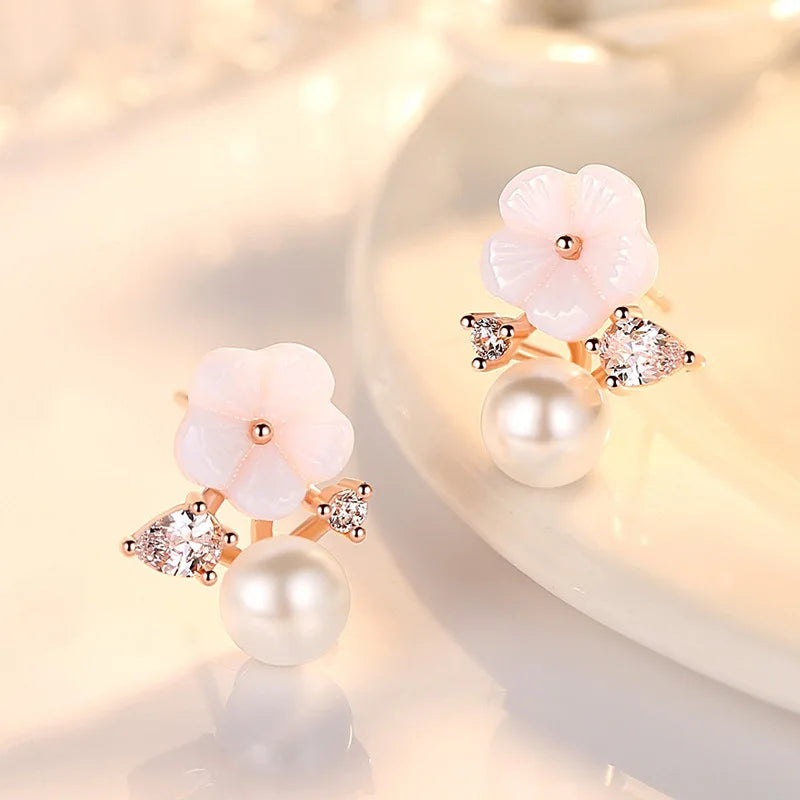 Drop Earrings Women Engagement Party Exquisite Ear Accessories Fashion Jewelry Temperament Sweet Pink Pear Cubic Zirconia