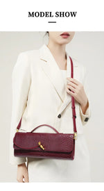 Luxury Design Top-Handle Bag for Women Evening Handbag Long Purse PU Snakeskin Pattern Crossbody Shoulder Bags Fashion Outfits