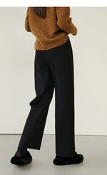 Luxe High-Waist Wool Blend Wide-Leg Trousers