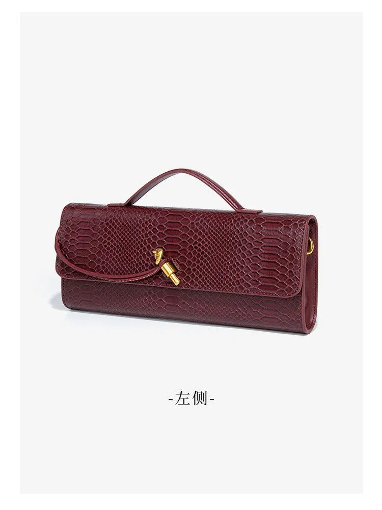 Luxury Design Top-Handle Bag for Women Evening Handbag Long Purse PU Snakeskin Pattern Crossbody Shoulder Bags Fashion Outfits