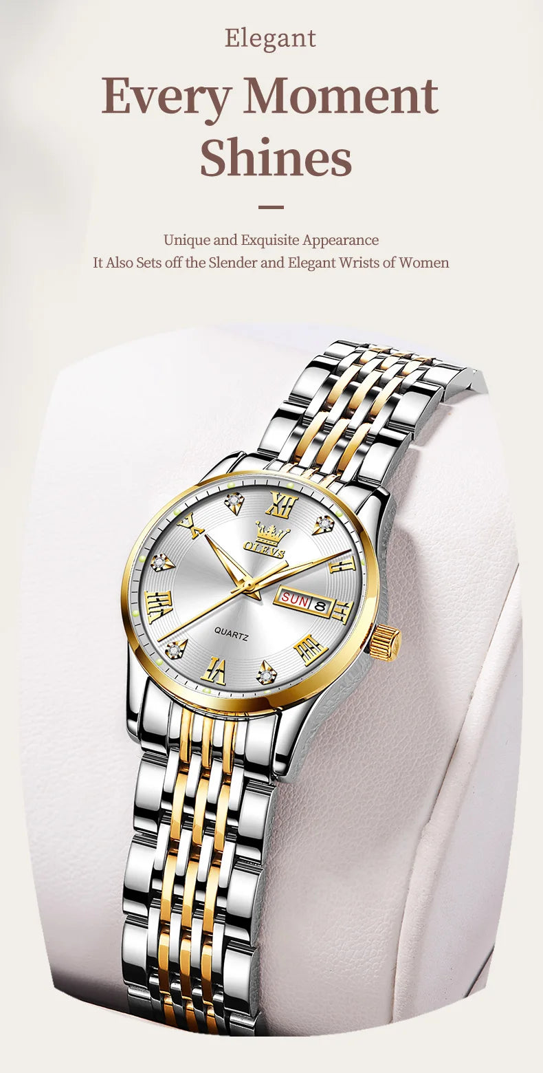 OLEVS Luxury Brand Watch for Women Fashion Quartz Women's Watches Waterproof Stainless Steel Elegant Ladies Wristwatch Original