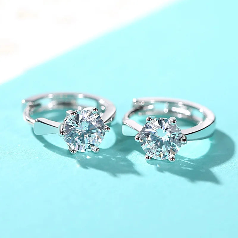 Stud Earrings For Women Classic Six Claw Clear AAA+Cubic Zirconia Rose Gold Color Fashion Jewelry For Female KAE094