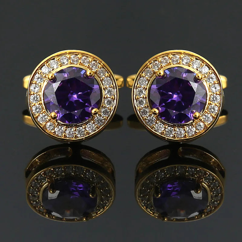 French Cufflinks for Men Light Luxury Women English Rhinestone Shirts Sleeve Studs High-end Business Banquet Suits Cuff Buttons
