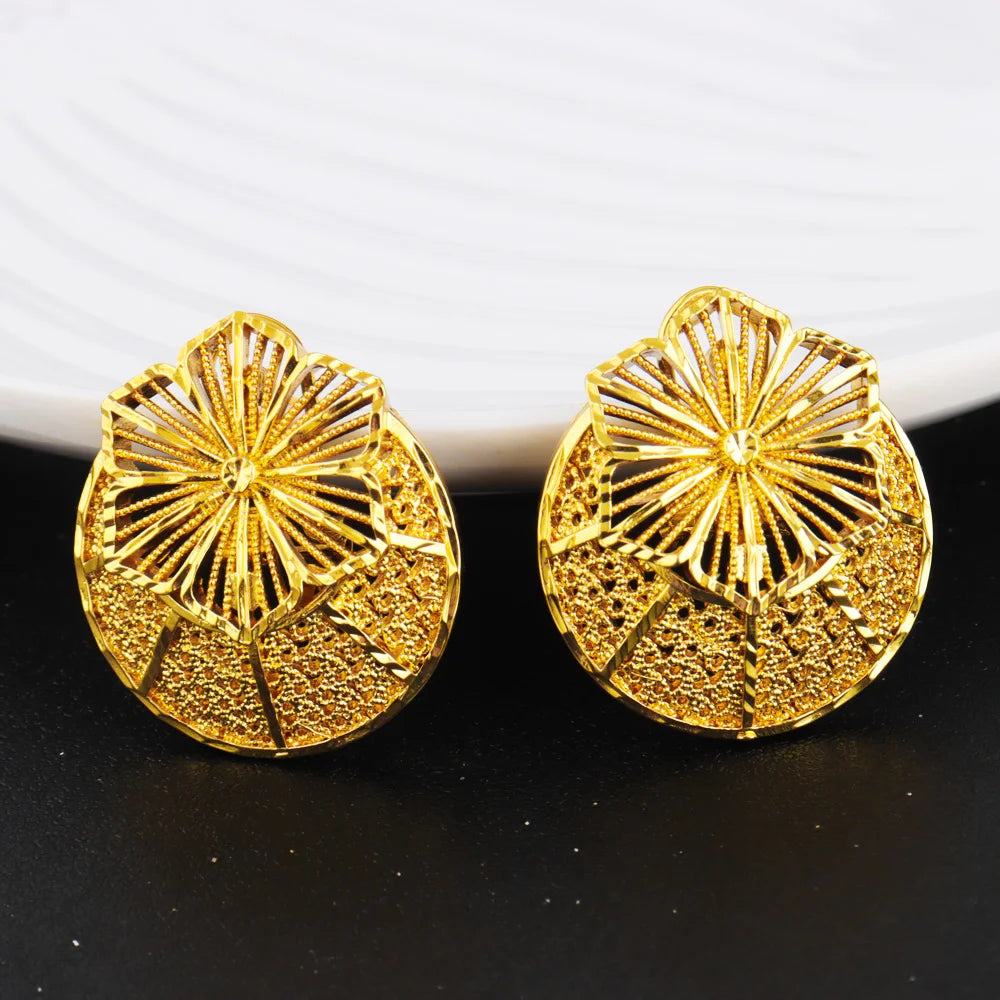Nigerian Jewelery Set Wedding Jewelry Set For Women Dubai Gold Color Warped Geometry Necklace Earrings Bridal Wedding Party Gift