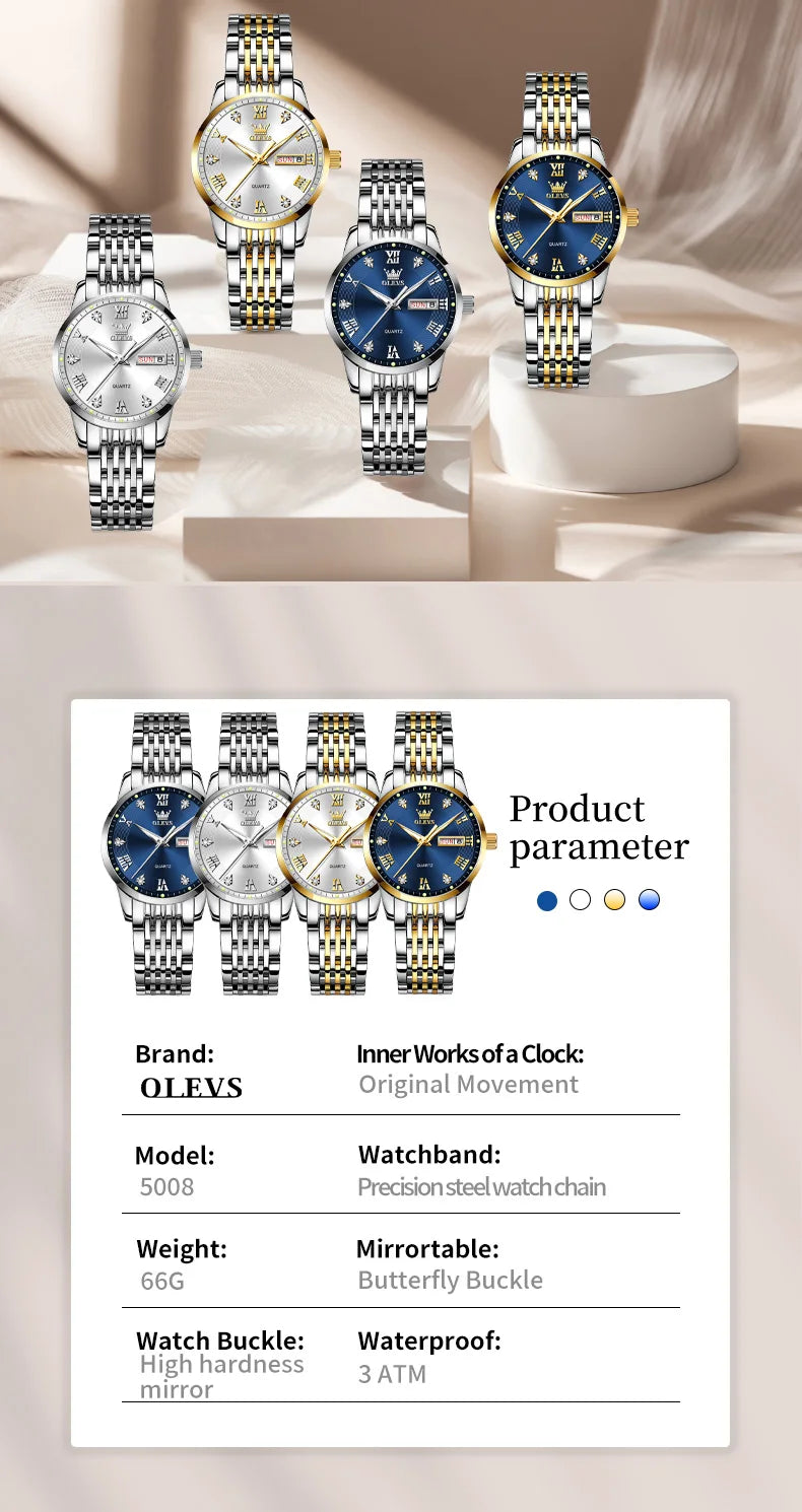 OLEVS Luxury Brand Watch for Women Fashion Quartz Women's Watches Waterproof Stainless Steel Elegant Ladies Wristwatch Original