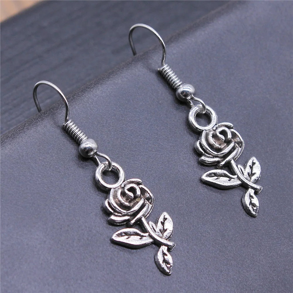 Women Drop Earrings Fashion Handmade Simple Design Cute Small Sunflower Flower Rose Chrysanthemum Daisy Pendant Earrings