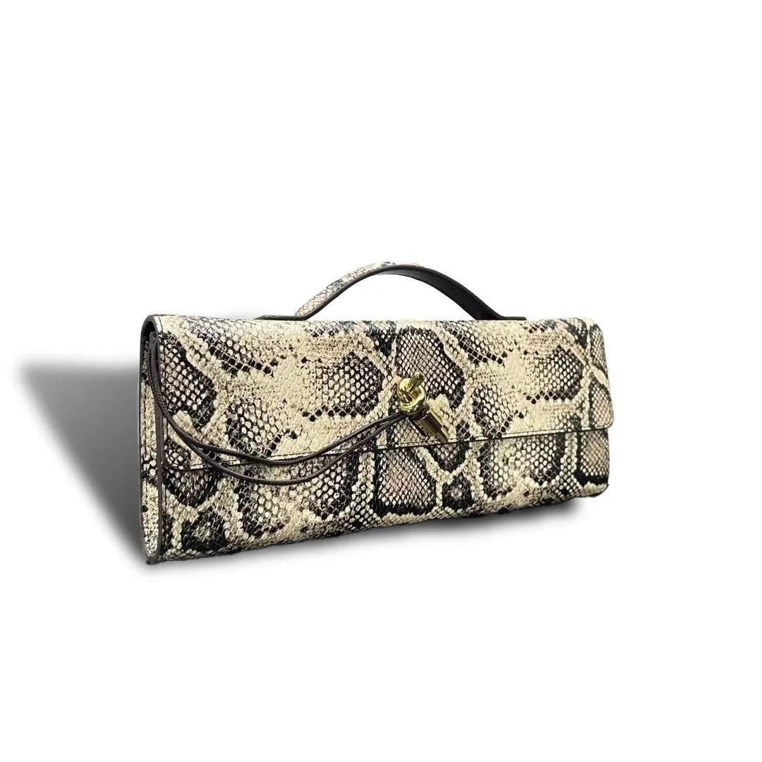 Luxury Design Top-Handle Bag for Women Evening Handbag Long Purse PU Snakeskin Pattern Crossbody Shoulder Bags Fashion Outfits