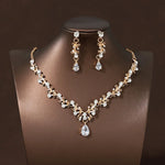 Bridal Wedding Jewelry 4-piece Set, Alloy Crystal Crown&Crystal Necklace&Earrings Women's Classic Wedding Tiaras