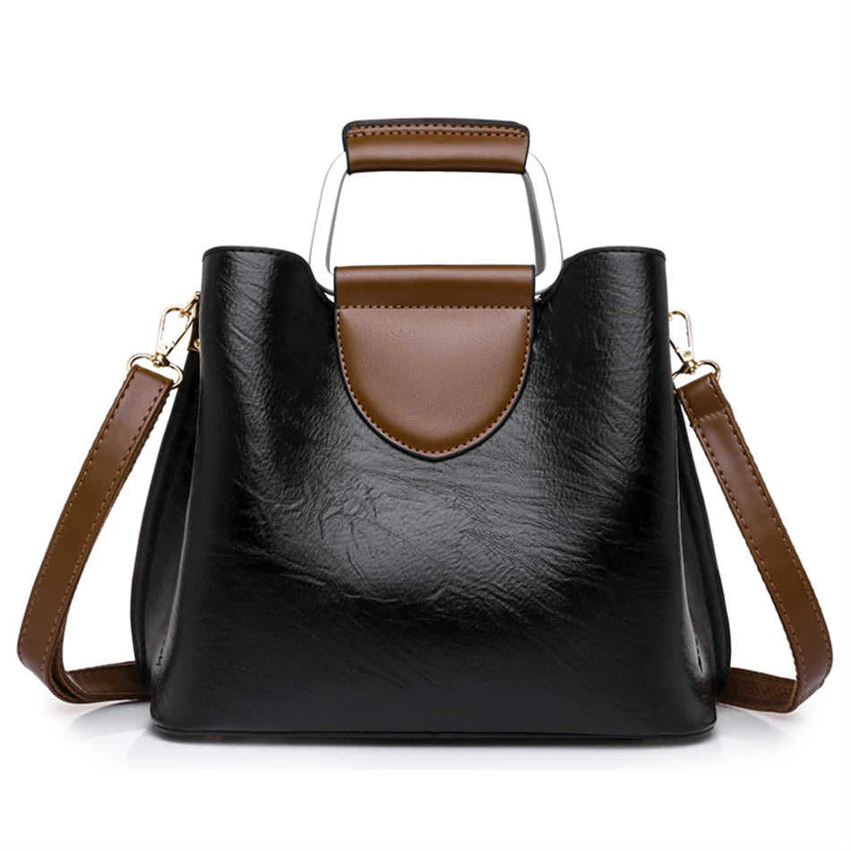 Vintage Luxe Leather Tote | Elegant Women's Shoulder & Crossbody Handbag