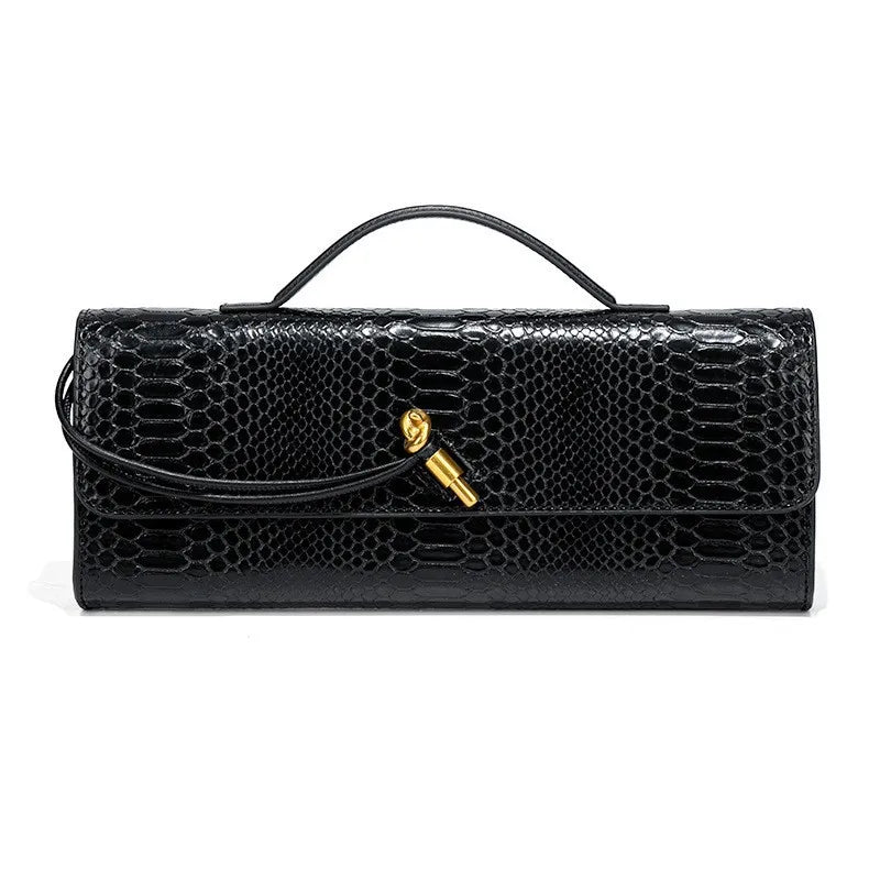 Luxury Design Top-Handle Bag for Women Evening Handbag Long Purse PU Snakeskin Pattern Crossbody Shoulder Bags Fashion Outfits