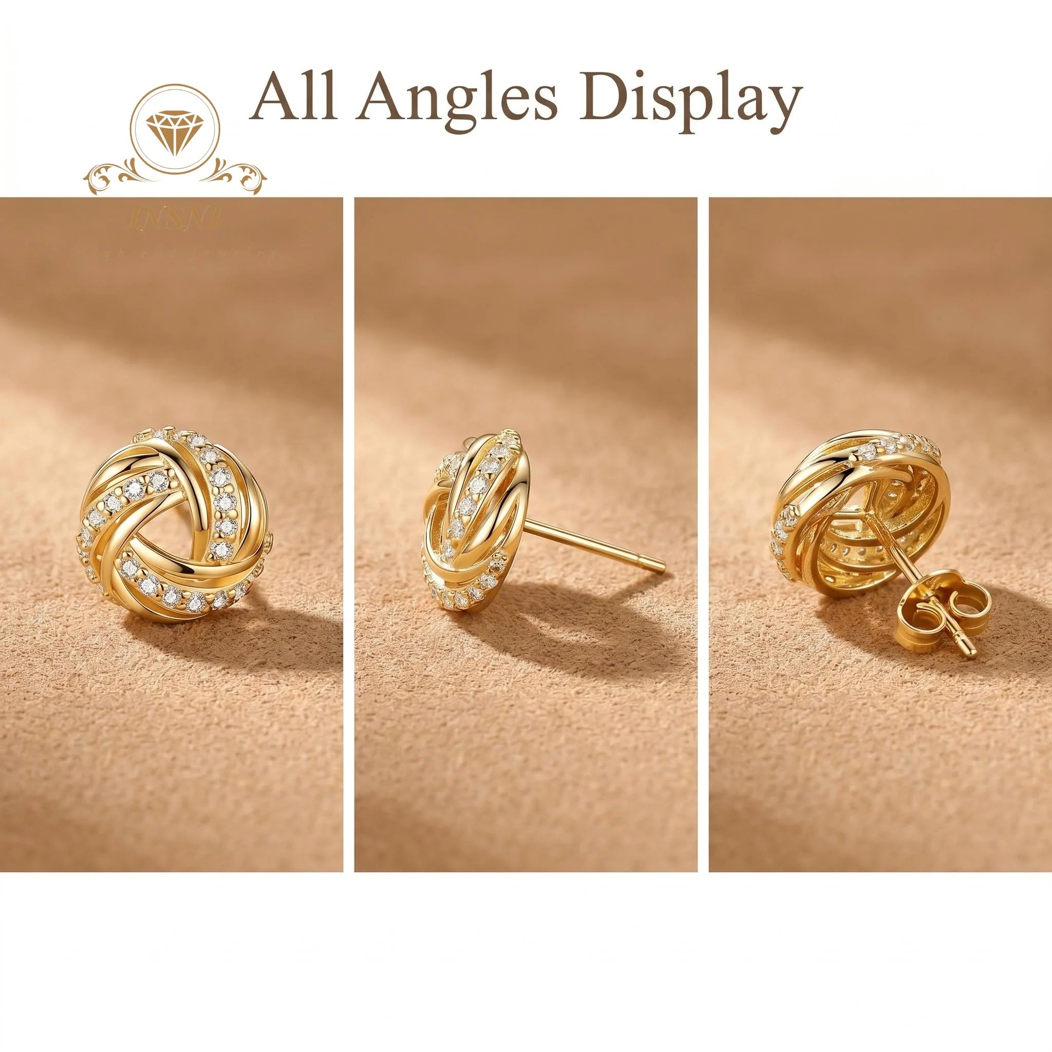 Diamond-studded Entwined Triangular Stud Earrings Exquisite Sweet Earrings for Women Affordable Luxury Gifts Commuting Jewelry